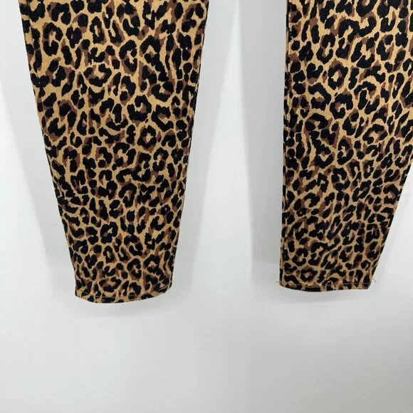 J.CREW 9" High Rise Skinny Jeans Size 32 Waist Exposed Button Fly Leopard Print - Picture 6 of 15